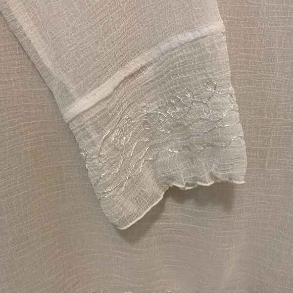 NWOT Sand N Sun Women's White Sheer Embroidered V‑Neck Swim Cover Up Top XL - Picture 6 of 11